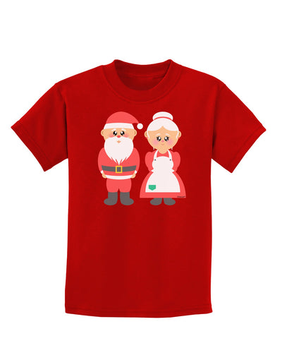 Cute Mr and Mrs Santa Claus Couple Christmas Childrens Dark T-Shirt-Childrens T-Shirt-TooLoud-Red-X-Small-Davson Sales