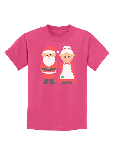 Cute Mr and Mrs Santa Claus Couple Christmas Childrens Dark T-Shirt-Childrens T-Shirt-TooLoud-Sangria-X-Small-Davson Sales