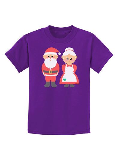 Cute Mr and Mrs Santa Claus Couple Christmas Childrens Dark T-Shirt-Childrens T-Shirt-TooLoud-Purple-X-Small-Davson Sales