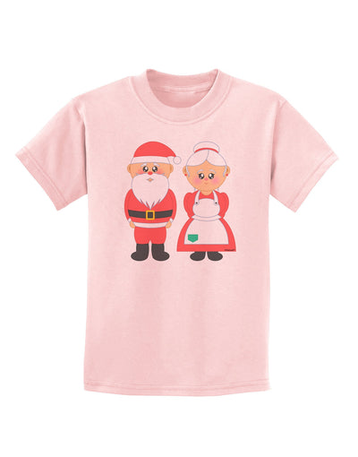 Cute Mr and Mrs Santa Claus Couple Christmas Childrens T-Shirt-Childrens T-Shirt-TooLoud-PalePink-X-Small-Davson Sales