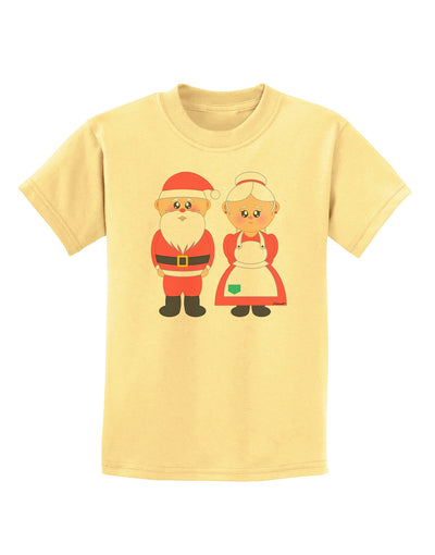 Cute Mr and Mrs Santa Claus Couple Christmas Childrens T-Shirt-Childrens T-Shirt-TooLoud-Daffodil-Yellow-X-Small-Davson Sales