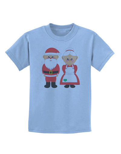 Cute Mr and Mrs Santa Claus Couple Christmas Childrens T-Shirt-Childrens T-Shirt-TooLoud-Light-Blue-X-Small-Davson Sales