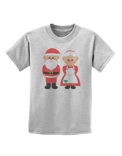 Cute Mr and Mrs Santa Claus Couple Christmas Childrens T-Shirt-Childrens T-Shirt-TooLoud-AshGray-X-Small-Davson Sales