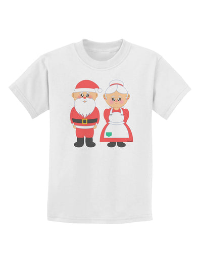 Cute Mr and Mrs Santa Claus Couple Christmas Childrens T-Shirt-Childrens T-Shirt-TooLoud-White-X-Small-Davson Sales