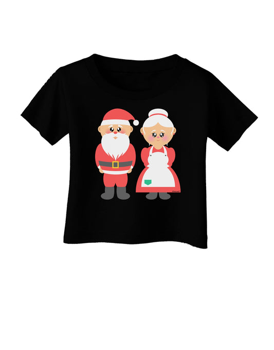 Cute Mr and Mrs Santa Claus Couple Christmas Infant T-Shirt Dark-Infant T-Shirt-TooLoud-Black-06-Months-Davson Sales