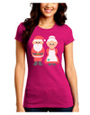 Cute Mr and Mrs Santa Claus Couple Christmas Juniors Crew Dark T-Shirt-T-Shirts Juniors Tops-TooLoud-Hot-Pink-Juniors Fitted Small-Davson Sales