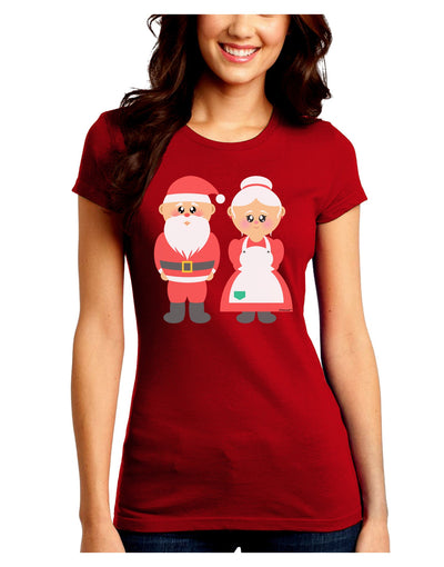 Cute Mr and Mrs Santa Claus Couple Christmas Juniors Crew Dark T-Shirt-T-Shirts Juniors Tops-TooLoud-Red-Juniors Fitted Small-Davson Sales