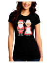 Cute Mr and Mrs Santa Claus Couple Christmas Juniors Crew Dark T-Shirt-T-Shirts Juniors Tops-TooLoud-Black-Juniors Fitted Small-Davson Sales