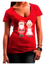 Cute Mr and Mrs Santa Claus Couple Christmas Juniors V-Neck Dark T-Shirt-Womens V-Neck T-Shirts-TooLoud-Red-Juniors Fitted Small-Davson Sales