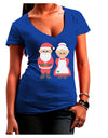 Cute Mr and Mrs Santa Claus Couple Christmas Juniors V-Neck Dark T-Shirt-Womens V-Neck T-Shirts-TooLoud-Royal-Blue-Juniors Fitted Small-Davson Sales