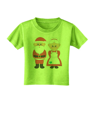 Cute Mr and Mrs Santa Claus Couple Christmas Toddler T-Shirt-Toddler T-Shirt-TooLoud-Lime-Green-2T-Davson Sales