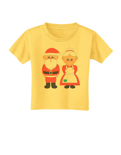 Cute Mr and Mrs Santa Claus Couple Christmas Toddler T-Shirt-Toddler T-Shirt-TooLoud-Yellow-2T-Davson Sales