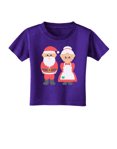 Cute Mr and Mrs Santa Claus Couple Christmas Toddler T-Shirt Dark-Toddler T-Shirt-TooLoud-Purple-2T-Davson Sales