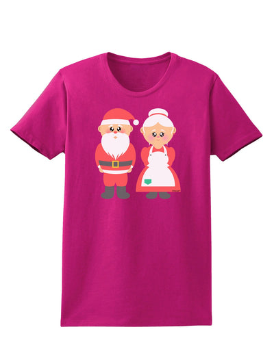 Cute Mr and Mrs Santa Claus Couple Christmas Womens Dark T-Shirt-TooLoud-Hot-Pink-Small-Davson Sales