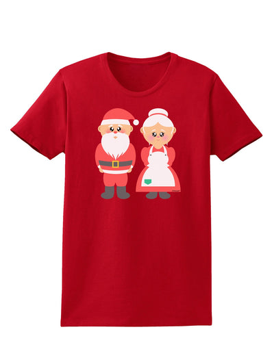 Cute Mr and Mrs Santa Claus Couple Christmas Womens Dark T-Shirt-TooLoud-Red-X-Small-Davson Sales