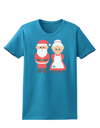 Cute Mr and Mrs Santa Claus Couple Christmas Womens Dark T-Shirt-TooLoud-Turquoise-X-Small-Davson Sales