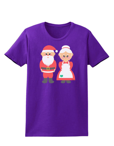 Cute Mr and Mrs Santa Claus Couple Christmas Womens Dark T-Shirt-TooLoud-Purple-X-Small-Davson Sales