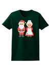 Cute Mr and Mrs Santa Claus Couple Christmas Womens Dark T-Shirt-TooLoud-Forest-Green-Small-Davson Sales