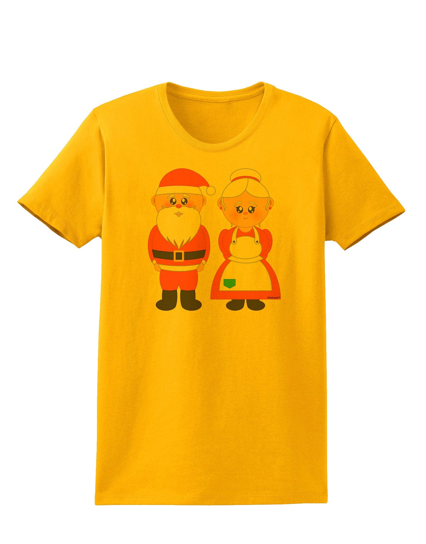 Cute Mr and Mrs Santa Claus Couple Christmas Womens T-Shirt-Womens T-Shirt-TooLoud-Gold-X-Small-Davson Sales