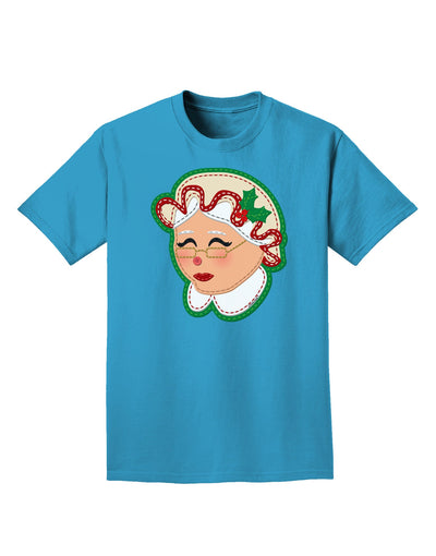 Cute Mrs Claus Face Faux Applique Adult Dark T-Shirt-Mens T-Shirt-TooLoud-Turquoise-Small-Davson Sales