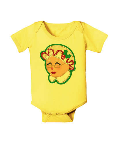 Cute Mrs Claus Face Faux Applique Baby Romper Bodysuit-Baby Romper-TooLoud-Yellow-06-Months-Davson Sales