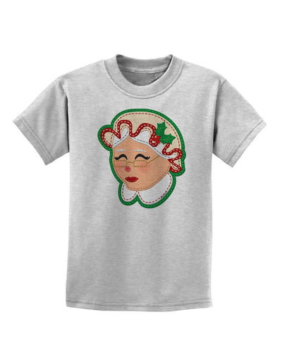 Cute Mrs Claus Face Faux Applique Childrens T-Shirt-Childrens T-Shirt-TooLoud-AshGray-X-Small-Davson Sales