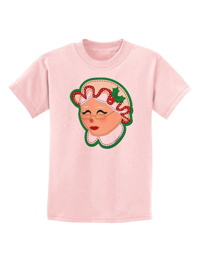 Cute Mrs Claus Face Faux Applique Childrens T-Shirt-Childrens T-Shirt-TooLoud-PalePink-X-Small-Davson Sales
