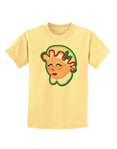 Cute Mrs Claus Face Faux Applique Childrens T-Shirt-Childrens T-Shirt-TooLoud-Daffodil-Yellow-X-Small-Davson Sales