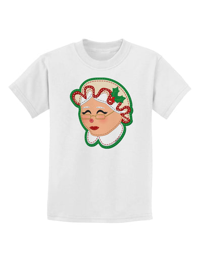 Cute Mrs Claus Face Faux Applique Childrens T-Shirt-Childrens T-Shirt-TooLoud-White-X-Small-Davson Sales