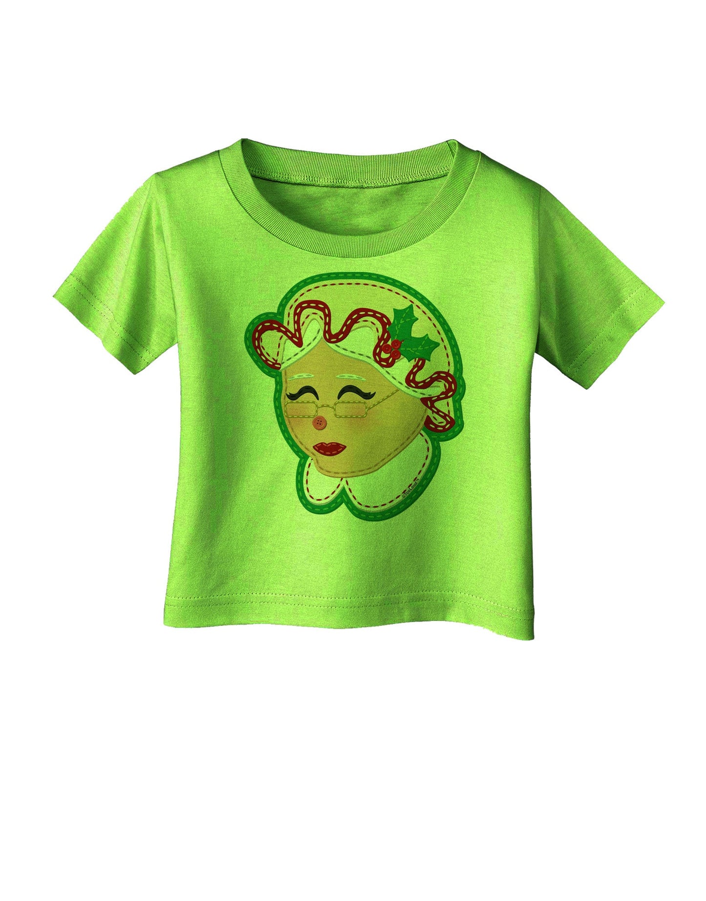 Cute Mrs Claus Face Faux Applique Infant T-Shirt-Infant T-Shirt-TooLoud-Lime-Green-06-Months-Davson Sales