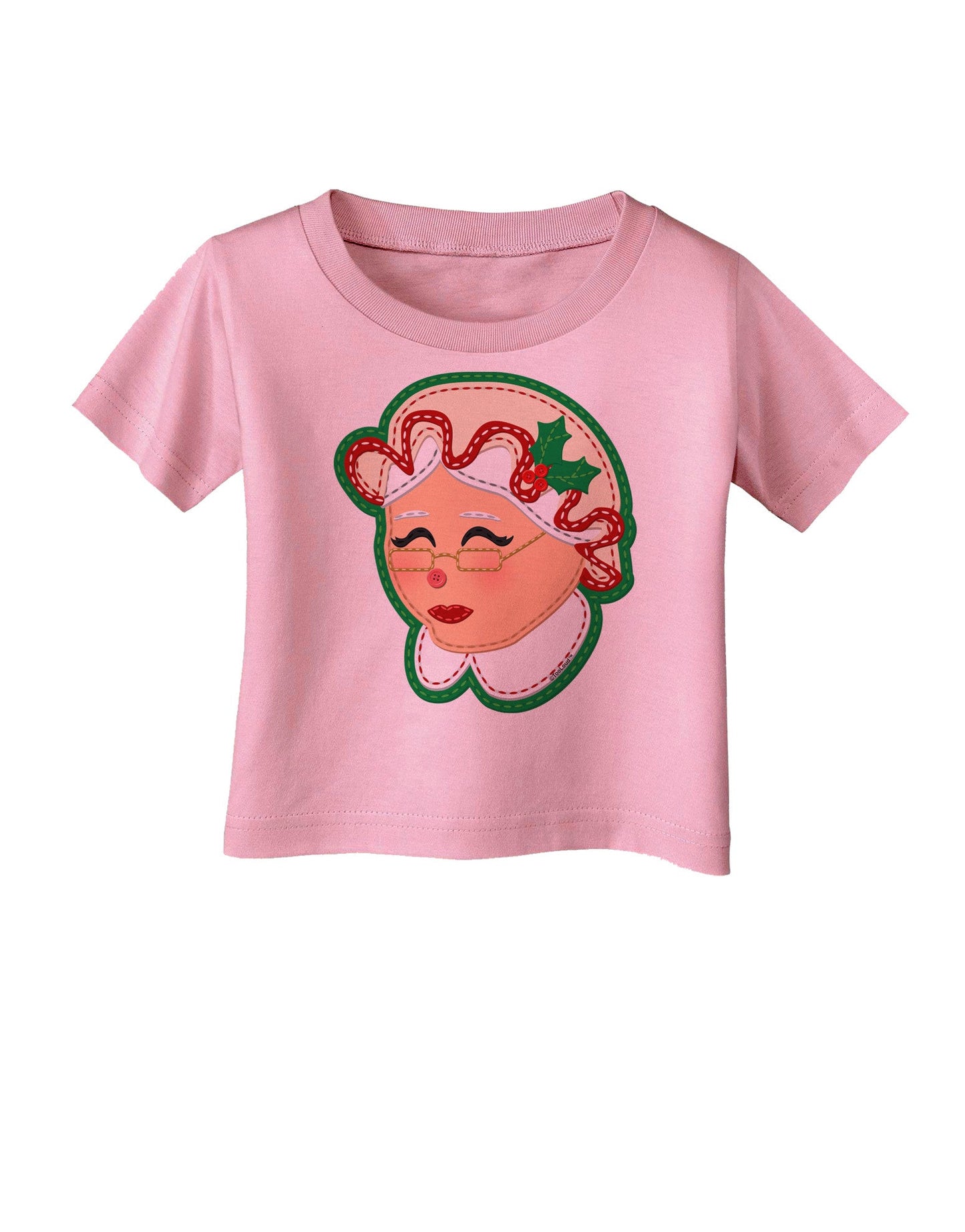 Cute Mrs Claus Face Faux Applique Infant T-Shirt-Infant T-Shirt-TooLoud-Candy-Pink-06-Months-Davson Sales