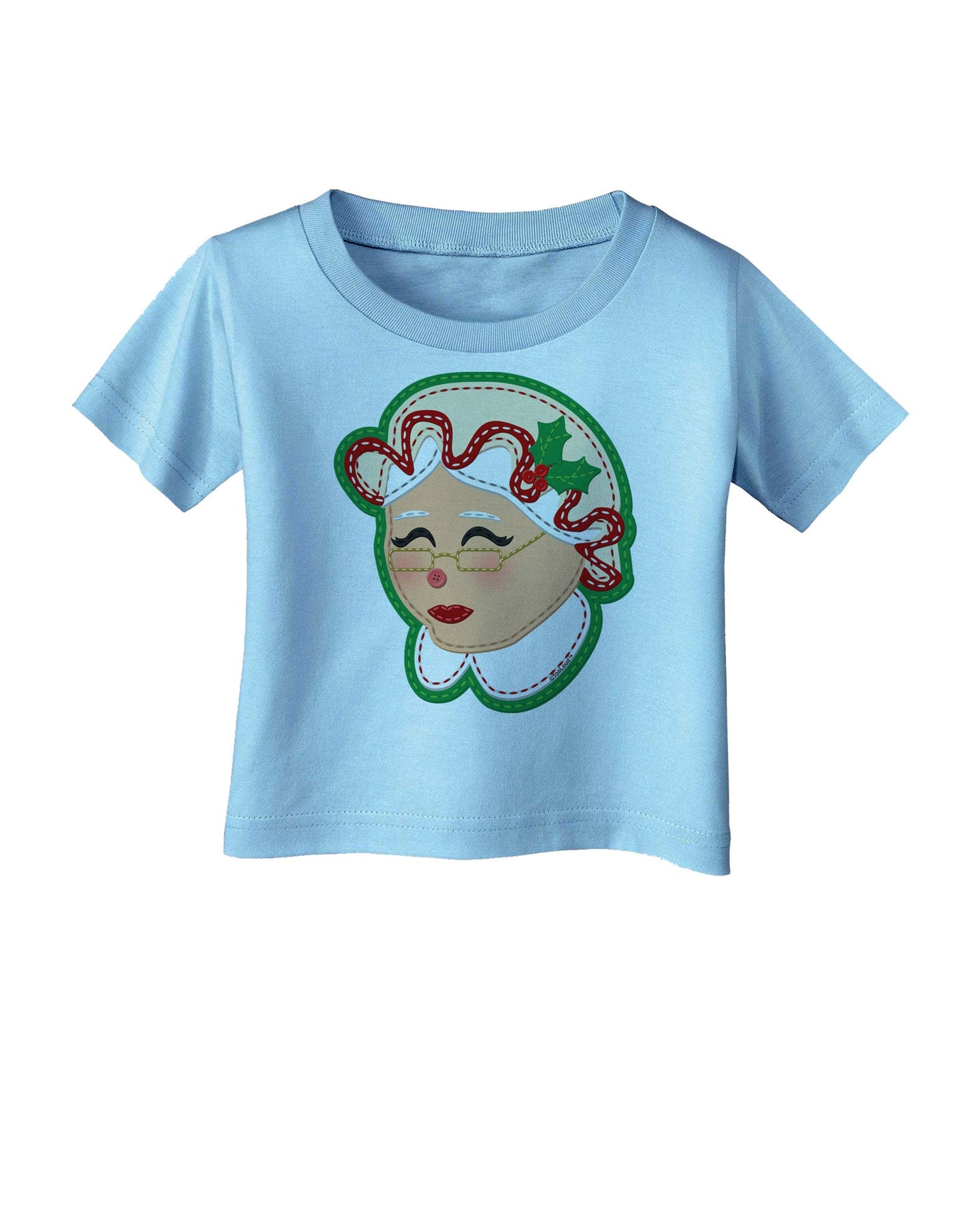 Cute Mrs Claus Face Faux Applique Infant T-Shirt-Infant T-Shirt-TooLoud-Aquatic-Blue-06-Months-Davson Sales