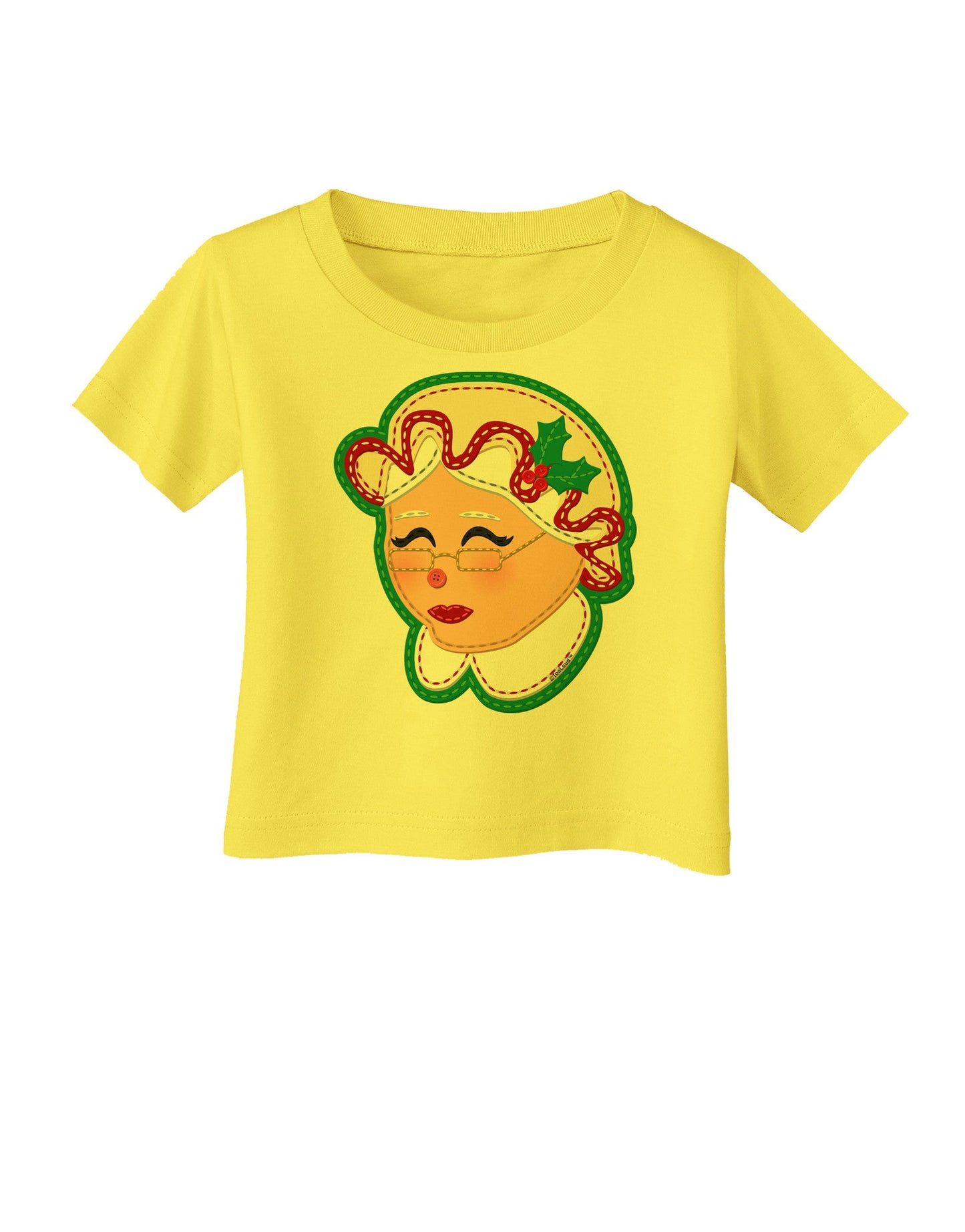 Cute Mrs Claus Face Faux Applique Infant T-Shirt-Infant T-Shirt-TooLoud-Yellow-06-Months-Davson Sales