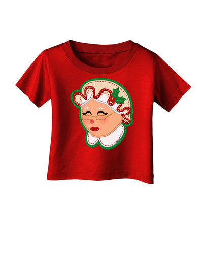Cute Mrs Claus Face Faux Applique Infant T-Shirt Dark-Infant T-Shirt-TooLoud-Red-06-Months-Davson Sales