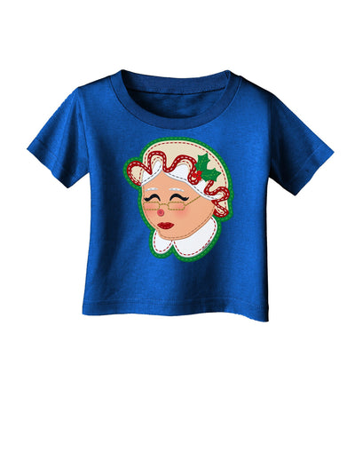 Cute Mrs Claus Face Faux Applique Infant T-Shirt Dark-Infant T-Shirt-TooLoud-Royal-Blue-06-Months-Davson Sales