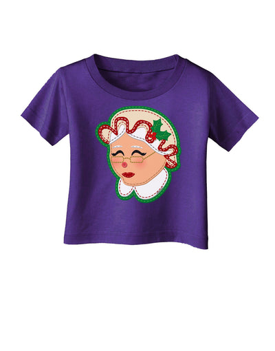 Cute Mrs Claus Face Faux Applique Infant T-Shirt Dark-Infant T-Shirt-TooLoud-Purple-06-Months-Davson Sales