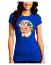 Cute Mrs Claus Face Faux Applique Juniors Crew Dark T-Shirt-T-Shirts Juniors Tops-TooLoud-Royal-Blue-Juniors Fitted Small-Davson Sales