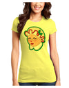 Cute Mrs Claus Face Faux Applique Juniors T-Shirt-Womens Juniors T-Shirt-TooLoud-Yellow-Juniors Fitted XS-Davson Sales