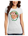 Cute Mrs Claus Face Faux Applique Juniors T-Shirt-Womens Juniors T-Shirt-TooLoud-White-Juniors Fitted XS-Davson Sales