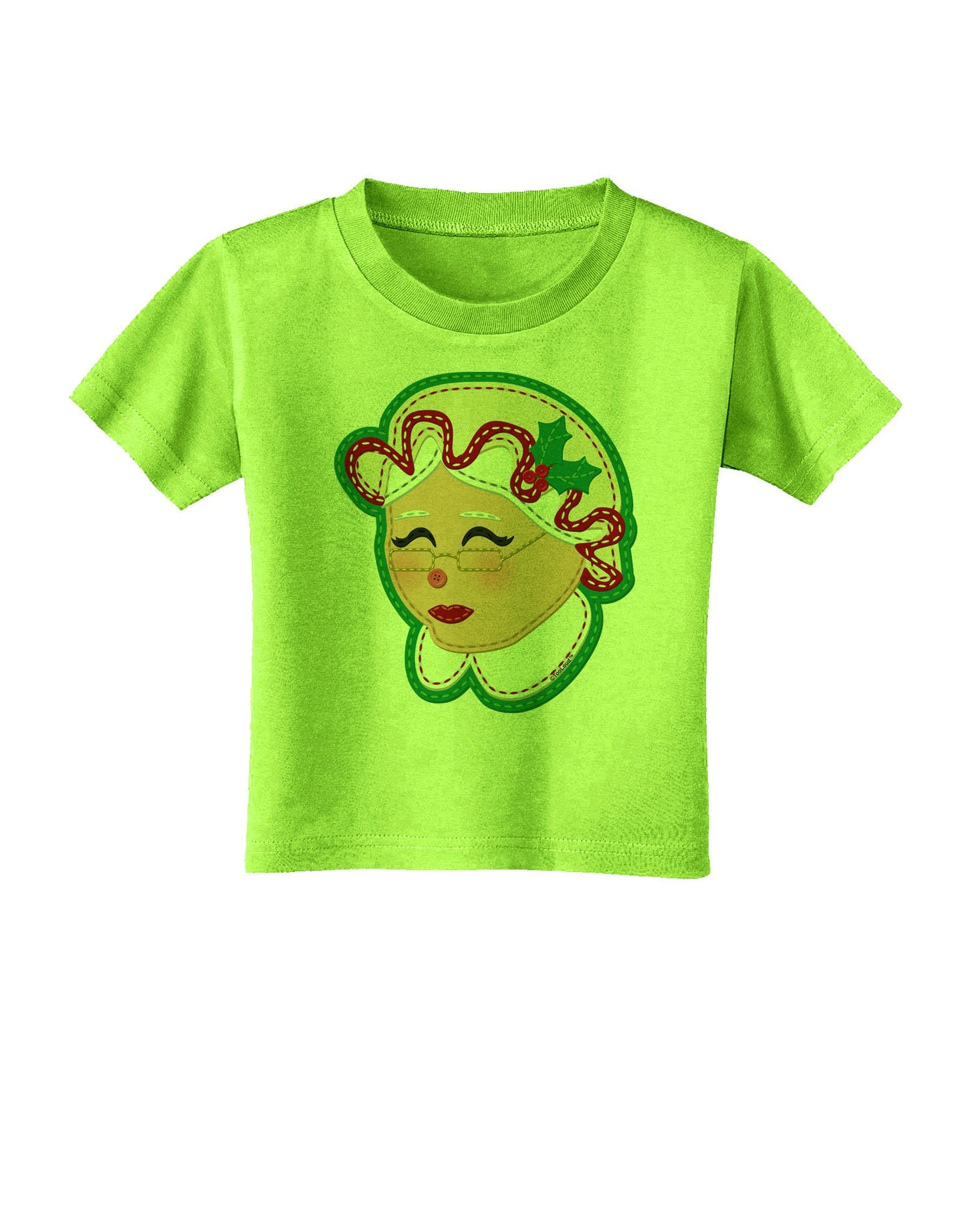 Cute Mrs Claus Face Faux Applique Toddler T-Shirt-Toddler T-Shirt-TooLoud-Lime-Green-2T-Davson Sales
