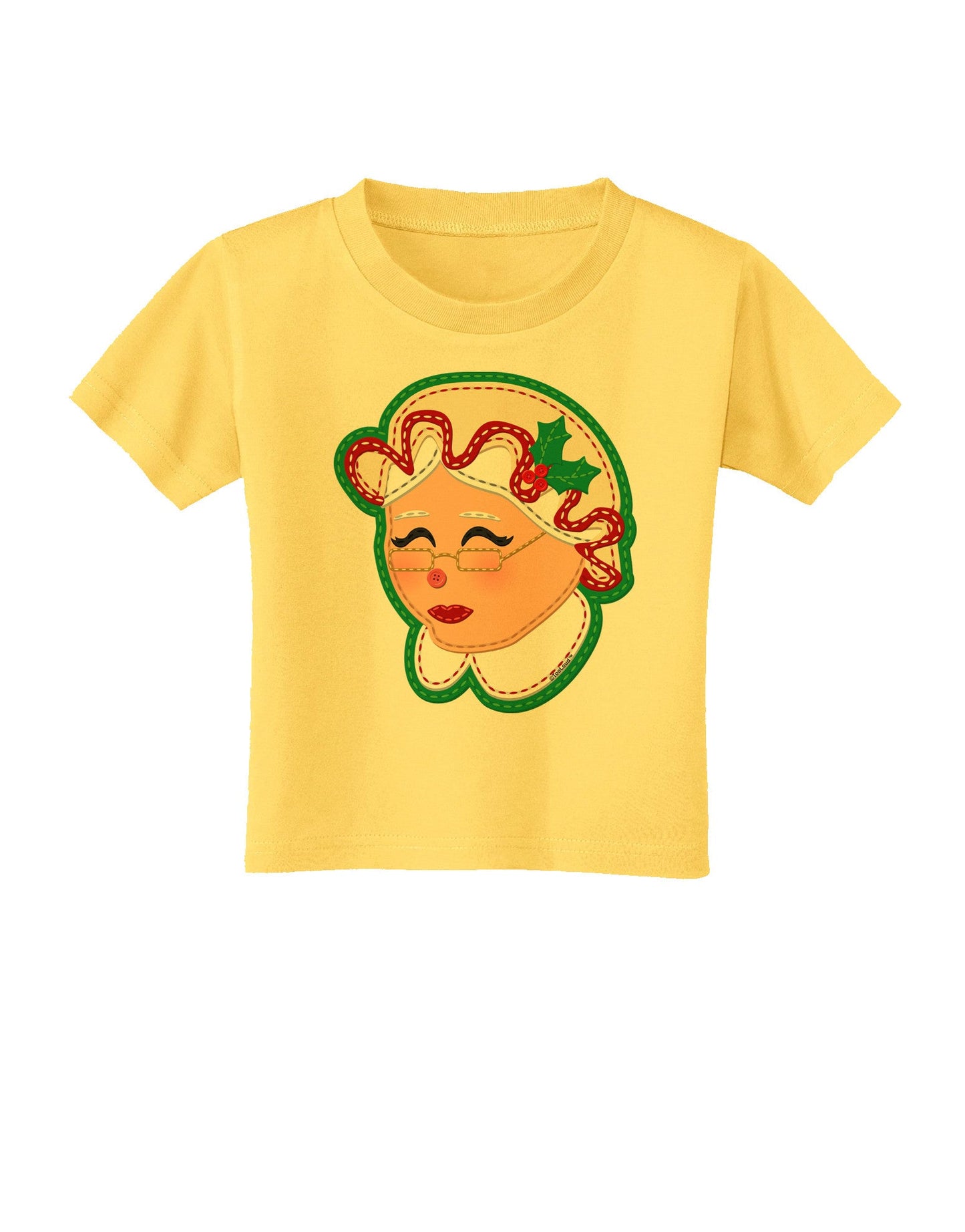Cute Mrs Claus Face Faux Applique Toddler T-Shirt-Toddler T-Shirt-TooLoud-Yellow-2T-Davson Sales