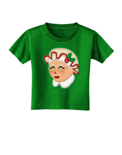 Cute Mrs Claus Face Faux Applique Toddler T-Shirt Dark-Toddler T-Shirt-TooLoud-Clover-Green-2T-Davson Sales