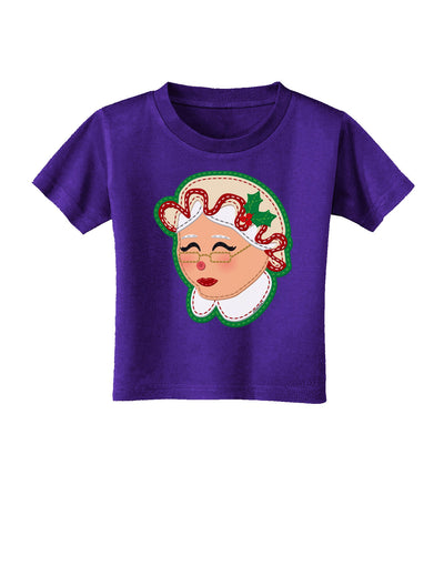 Cute Mrs Claus Face Faux Applique Toddler T-Shirt Dark-Toddler T-Shirt-TooLoud-Purple-2T-Davson Sales
