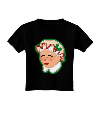 Cute Mrs Claus Face Faux Applique Toddler T-Shirt Dark-Toddler T-Shirt-TooLoud-Black-2T-Davson Sales