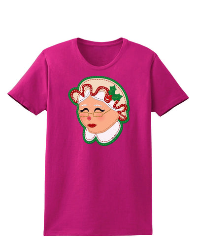 Cute Mrs Claus Face Faux Applique Womens Dark T-Shirt-TooLoud-Hot-Pink-Small-Davson Sales