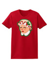 Cute Mrs Claus Face Faux Applique Womens Dark T-Shirt-TooLoud-Red-X-Small-Davson Sales