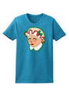 Cute Mrs Claus Face Faux Applique Womens Dark T-Shirt-TooLoud-Turquoise-X-Small-Davson Sales