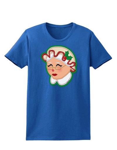 Cute Mrs Claus Face Faux Applique Womens Dark T-Shirt-TooLoud-Royal-Blue-X-Small-Davson Sales