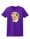 Cute Mrs Claus Face Faux Applique Womens Dark T-Shirt-TooLoud-Purple-X-Small-Davson Sales