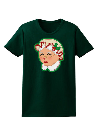 Cute Mrs Claus Face Faux Applique Womens Dark T-Shirt-TooLoud-Forest-Green-Small-Davson Sales